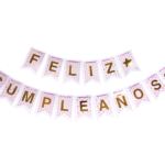 BANDERIN DOBLE ROSA Y ORO X1