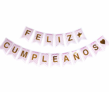 BANDERIN DOBLE ROSA Y ORO X1