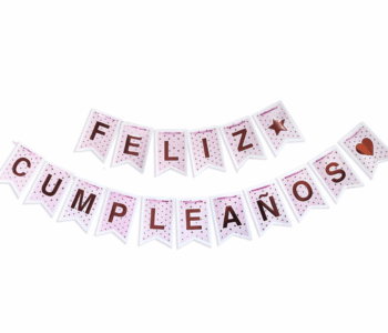 BANDERIN DOBLE ROSA Y GOLD ROSE X1