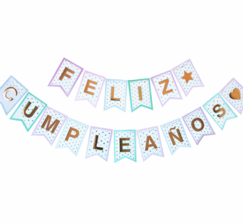 BANDERIN DOBLE GUARDA PASTEL Y ORO X1