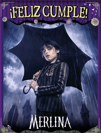 AFICHE FELIZ CUMPLEAÑOS MERLINA X1