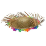 SOMBRERO PAJA C/FLORES FLUO X1