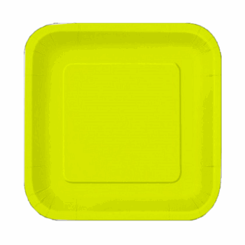 PLATO CUAD CHICO AMARILLO FLUO X8