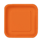 PLATO CUAD CHICO NARANJA FLUO X8