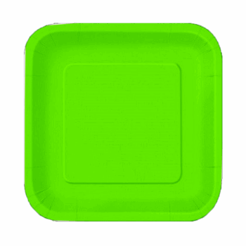 PLATO CUAD GRANDE VERDE FLUO X8