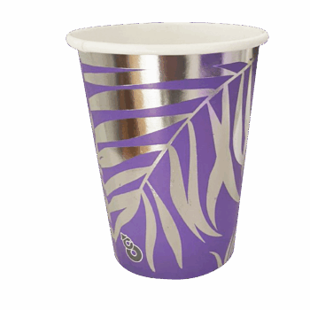 VASO POLIP VIOLETA STP HOJAS PLATA X8