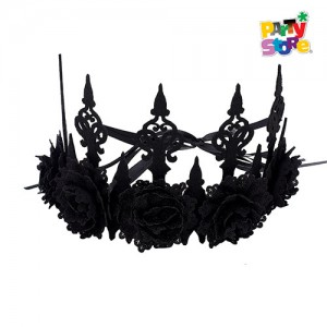 CORONA DE REINA GOTICA FLORES NEGRAS X1