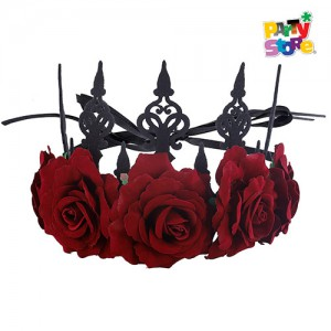 CORONA DE REINA GOTICA FLORES ROJAS X1