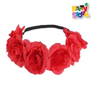 VINCHA DE FLORES ROJA X1