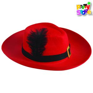 GORRO MOSQUETERO PLUMA NEGRA X1