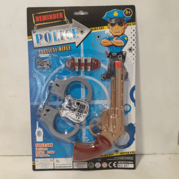 SET POLICIA ARMA+ESPOSAS+PLACA+ BALAS BLI X1