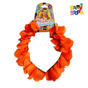 VINCHA FLORES NARANJA FLUO X1