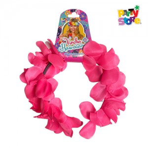 VINCHA FLORES ROSA FLUO X1