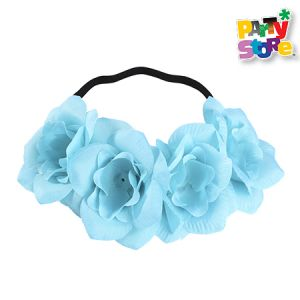 DIADEMA DE FLORES TURQUESA X1