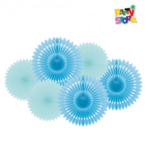 KIT 6 ABANICOS TONOS AZULES X1
