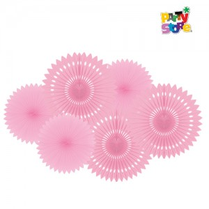 KIT 6 ABANICOS TONOS ROSAS X1