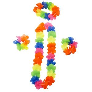 SET HAWAIANO VINCHA/COLLAR/PULSERAS X1