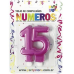 VELA NRO 15 DOBLE METALIZADA FUCSIA X1