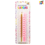 VELA LARGA 14CM ROSA LUN/RAY/DOR X10