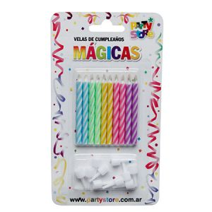 VELAS MAGICAS MULTICOLORES X10