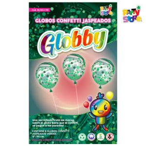 GLOBO 12" C/COFETTI JASPEADO VERDE X6