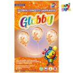 GLOBO 12" C/COFETTI JASPEADO NARANJA X6
