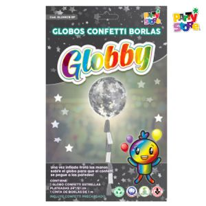 KIT GLOBBY (GLOBO 24" + CONFETTI + BORLAS ESTRE PLAT) X1