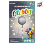 KIT GLOBBY (GLOBO 24" PLATA + CINTA DE BORLAS 1MTS) X1