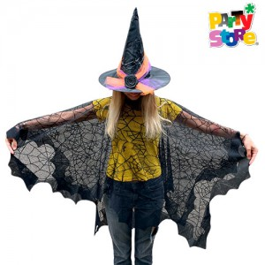 PONCHO DE BRUJA C/TELAARAÑA 150X150CM APOX X1