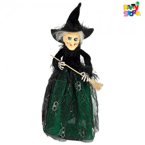 BRUJA C/ESCOBA VESTIDO LARGO 46X21X21CM X1