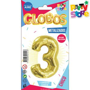 GLOBO METAL CHICO DORADO Nº3 X1