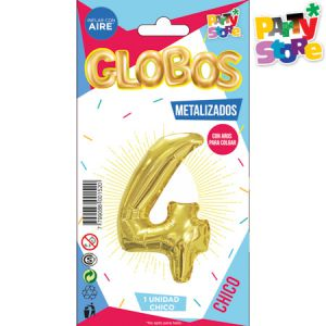 GLOBO METAL CHICO DORADO Nº4 X1