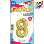 GLOBO METAL CHICO DORADO Nº8 X1