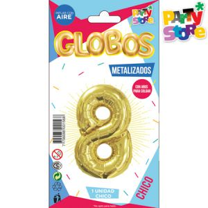 GLOBO METAL CHICO DORADO Nº8 X1