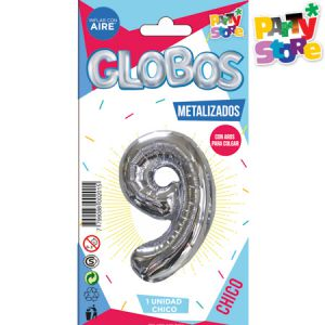 GLOBO METAL CHICO PLATA Nº9 X1