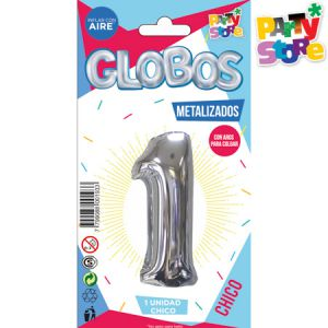 GLOBO METAL CHICO PLATA Nº1 X1